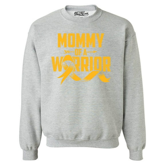 Shop4Ever Men's Mommy of a Warrior Crewneck Sweatshirt Large Sports Grey