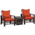 thumbnail image 1 of Outsunny 3 Pieces Wicker Patio Furniture Set, Rattan Bistro Set with Storage Coffee Table and Thickened Cushions, Outdoor Conversation Set for Garden, Porch, Balcony, Red, 1 of 10