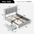 thumbnail image 5 of DWVO Upholstered Full Size Bed Frame with Storage, Wingback Platform Bed with Wood Slats, No Box Spring Needed, Gray, 5 of 8