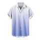 thumbnail image 5 of Blusa y camisa de manga corta con cuello vuelto para hombre, blusa informal de moda con cuello vuelto, estampado degradado, camisa de manga corta con botones, blusa de poliéster para hombre, 5 of 6