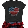 thumbnail image 6 of Xdegoge 4th Of July Tops for Women Patriotic Shirts USA American Flag Rhinestone Heart Graphic Tee Crewneck Short Sleeve Bling Summer Holiday Independence Day Glitter Graphic Tees Summer Blouses, 6 of 6