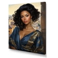 thumbnail image 2 of Designart "Beauty of Woman in Blue Barcelona" Fashion Canvas Wall Art - Glam Blue Woman Entryway Wall Art Print, 2 of 6