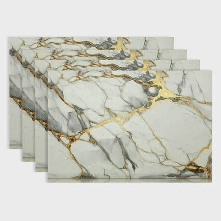 

Pratyus 4Pcs Marble Sculpture Dining Table Placemats Linen Table Decor for Birthday Parties Christmas Restaurants and Buffets 18x12in