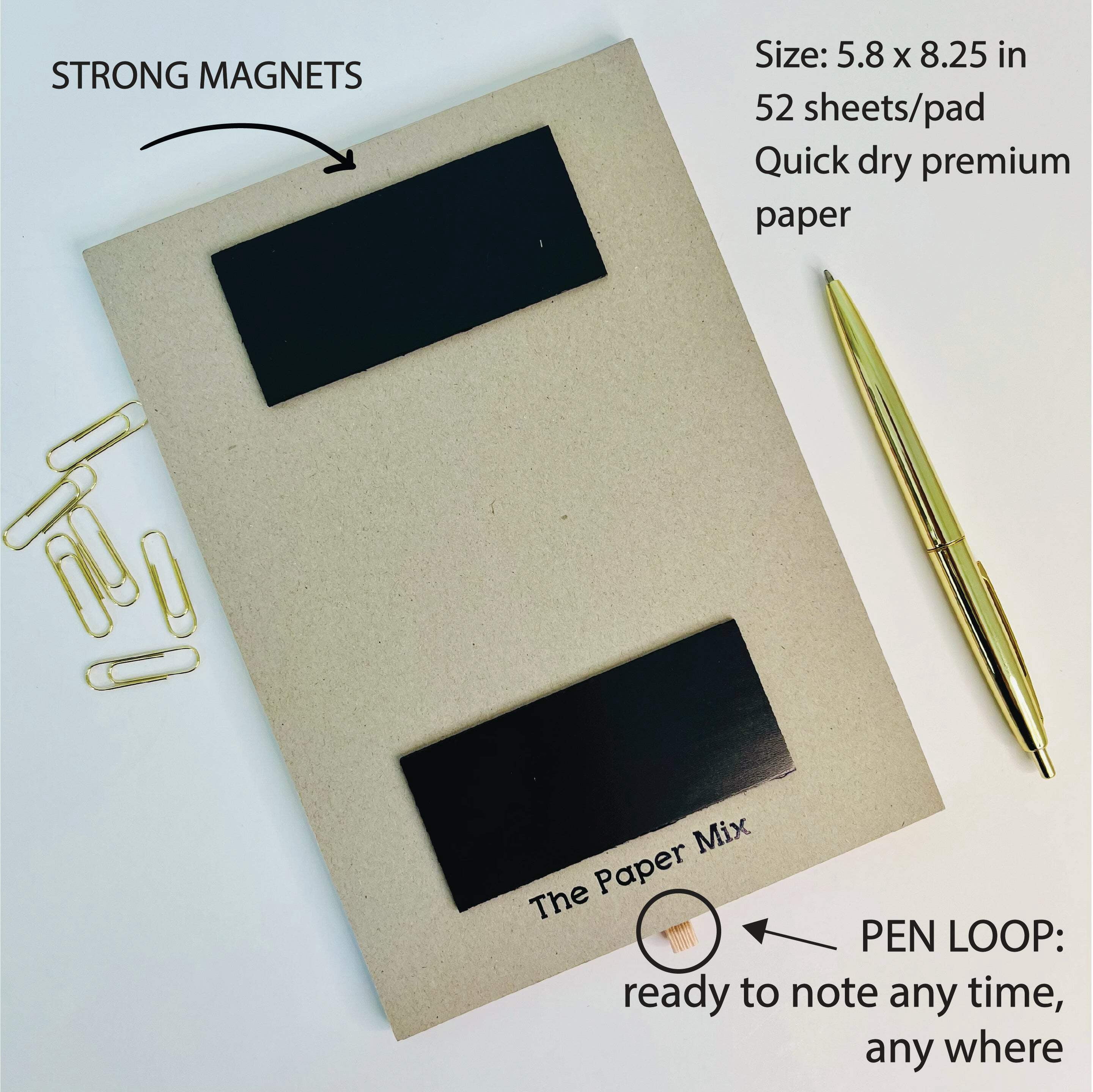 2 PACK MAGNETIC NOTEPADS for REFRIGERATOR with PEN HOLDER-52 Sheets, 5.8x8.25, Magnetic Notepad, Office Desk Pad, To Do List Pad, Cute Gift for Her, Stationery Organizer