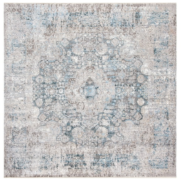 SAFAVIEH Dream Elisa Abstract Area Rug, Grey/Blue, 6'7" x 6'7" Square