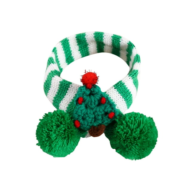 Mascota de lana de punto a rayas de Navidad bufanda del perro del gato del árbol de Navidad Senior babero ajustable