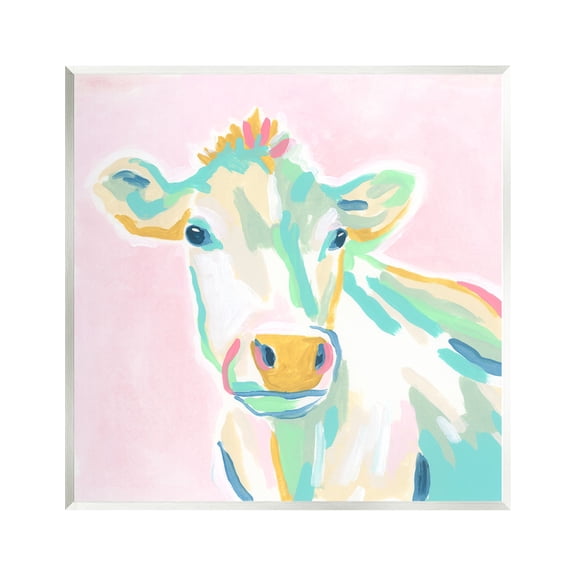 Stupell Industries Pastel Cow Painting Animals & Insects Painting Unframed Art Print Wall Art, 12 x 12