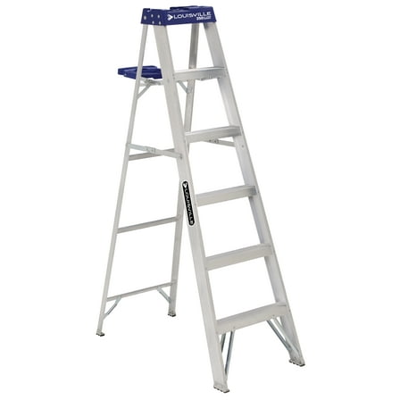 Louisville Ladder 6-Foot Aluminum Step Ladder with molded pail, 250-Pound Load Capacity, Type I, AS2106