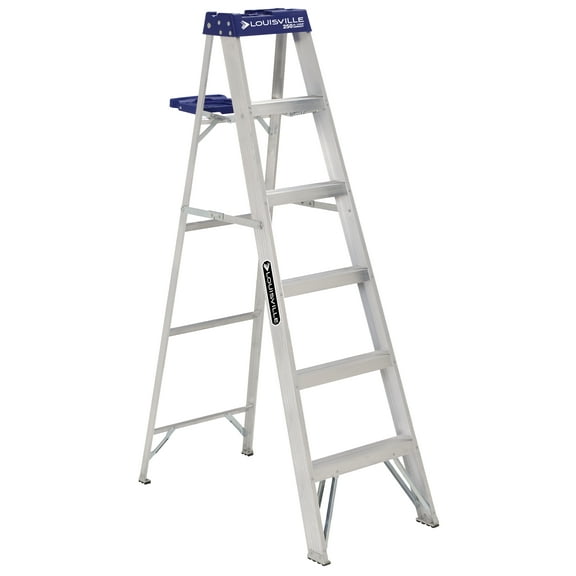 Louisville Ladder 6-Foot Aluminum Step Ladder with molded pail, 250-Pound Load Capacity, Type I, AS2106