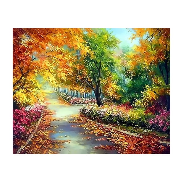 Irfora 12x16 pulgadas DIY pintura al óleo sobre lienzo pintura por número Kit patrón de bosque para adultos niños principiante artesanía hogar decoración de pared regalo Irfora Pintura mural