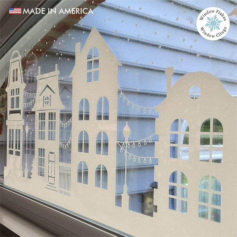 Whaline Christmas Bow Window Cling Stickers Large Red Bow Holly Snowflake Window Decals Winter