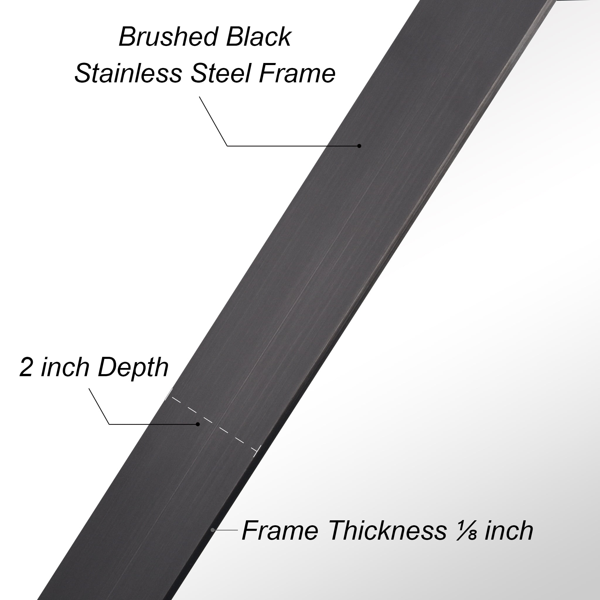 Empire Art Direct Ultra Stainless Steel Rectangular Wall Mirror Brushed Black 22" x 30" Black