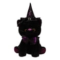 thumbnail image 2 of Halloween Purple Cat Stuffed Animal, 11.02 in Witch Kitty Plush, Halloween Indoor Decoration for Table Fireplace, Trick Or Treat Halloween Party Gift (Purple), 2 of 5