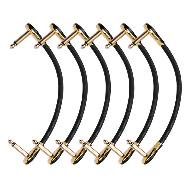 6pcs Patch Cables for Effect Pedal 15cm Gold-lacqured Flat Head