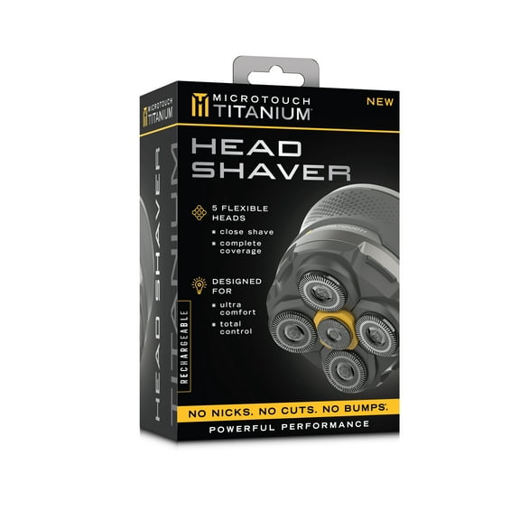MicroTouch Men's Titanium Head Shaver, 5 Flexible Heads, Ultra Comfort, Black