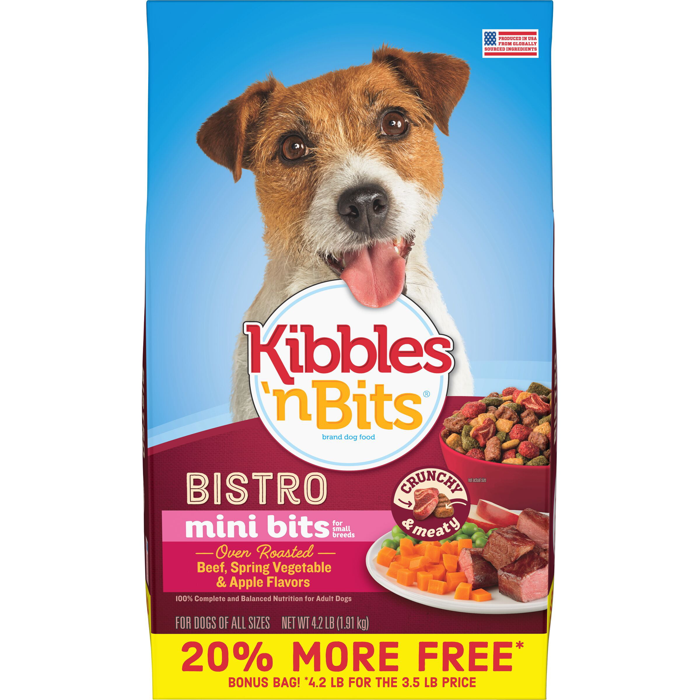Photo 1 of Kibbles'n Bits® Small Breed Oven Roasted (Beef, Spring Vegetable & Apple) - Dry Dog Food - 3.5 lb, EXP: 06.12.22