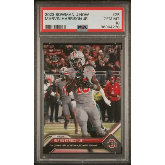 Graded 2023 Topps Bowman U Now Marvin Harrison Jr #25 Rookie RC Football Card PSA 10 Gem Mint