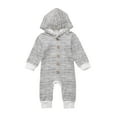 thumbnail image 1 of Kmbangi 0-24 Months Toddles Elastic Slim Fit Hooded Romper with Buttons, 1 of 8