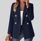 thumbnail image 4 of Blusas de Manga Larga para Mujeres Moda Botón Sólido Bolsillo Cuello Traje Abrigo Blusa Casual, 4 of 5