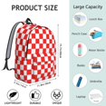 thumbnail image 5 of Red and White Checkered Pattern Backpack for School, Cute School Bag with Adjustable Shoulder Straps and Padded Back, 15.7"x11.8"x5.5", 5 of 5