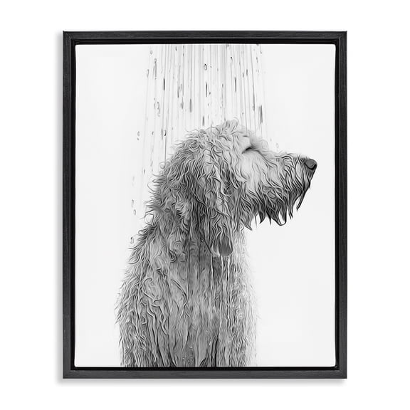 Stupell Industries Eclectic Dog Bathroom Splash Black Floating Frame Canvas Art, 25 x 31, by Annalisa Latella