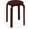 thumbnail image 3 of Songqin Stackable Bentwood Stools Set of 4, 18-Inch Height Backless Counter Chairs with Round Top, Anti-Slip Felt Pad, Portable School Stool for Dining Room, Kitchen, Classroom, Dark Coffee, 3 of 18