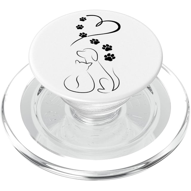Soporte para teléfono PopSockets PopGrip con patas de perro y gato con corazón