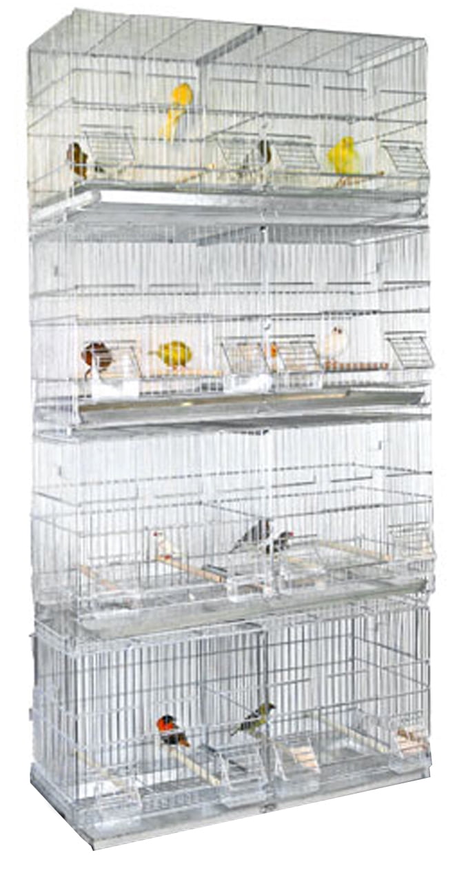 4 of LARGE Galvanized Steel Stack and Lock Double Breeding Breeder Flight Bird Cage Center Dividers Side Breeding Nest Box Doors With Removable Rolling Stand