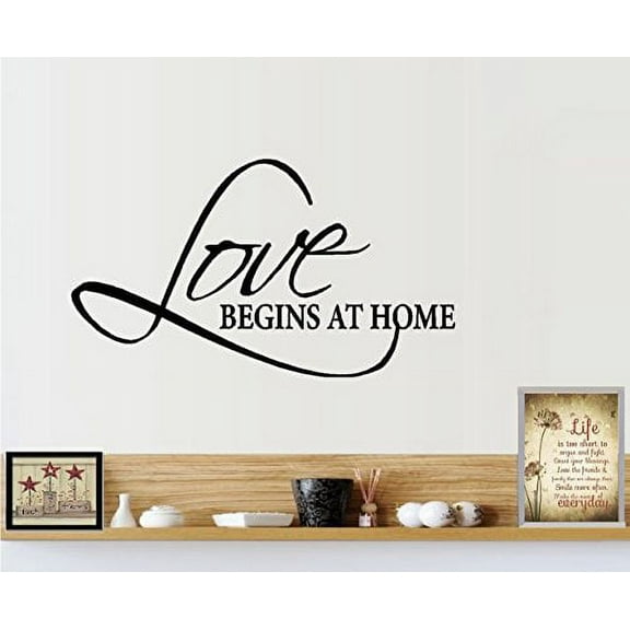Decal ~ LOVE BEGINS AT HOME ~ WALL DECAL, HOME DECOR 13" X 22"