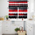 thumbnail image 3 of Red Black Brush Kitchen Curtains Valances and Tiers Set of 3 Modern Art Classic Tier Curtains and Valance with Rod Pocket for Small Windows, 27.5"x24", 3 of 9