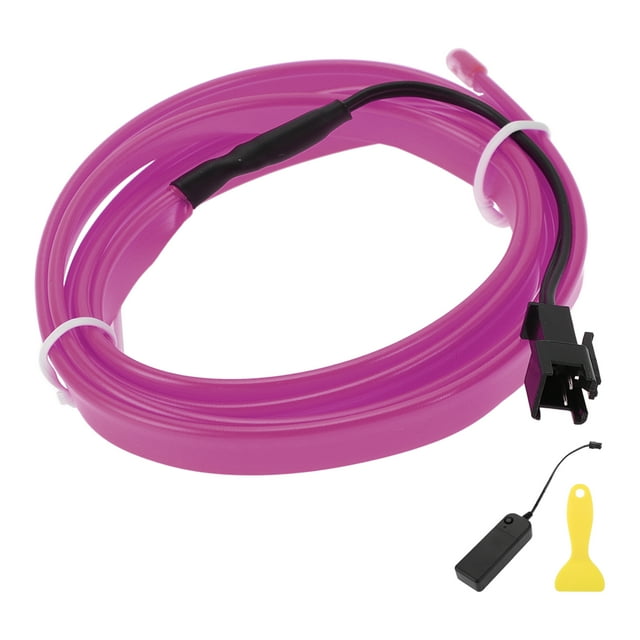 Cuerda de luz LED EL de 1m Unique Bargains, tira de luz de neón flexible para iluminación interior de automóviles, caja de batería (3V) púrpura