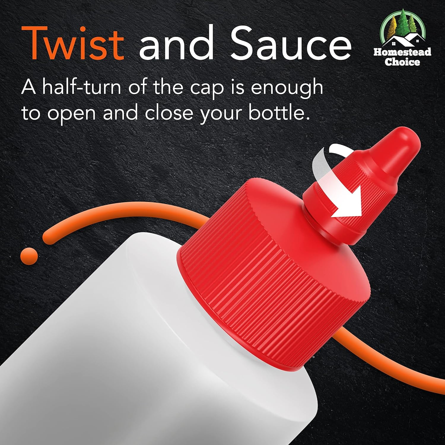 6-pack Plastic Squeeze Bottles for Sauces - 16oz Condiment Liquids BPA Free Squirt Bottle with Twist Cap Ketchup, Syrup, Oil, Dressings, Honey & Arts and Crafts