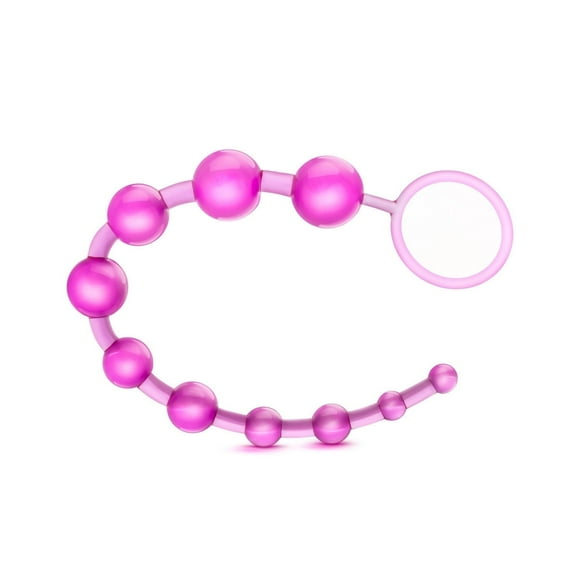 Eden PVC Graduated Anal Beads with Pull Ring Handle, Pink
