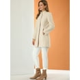 thumbnail image 4 of Abrigo De Invierno Elegante PaMujer Abrigo Largo De Un Solo Pecho Con Cuello Alto En Mitad Del Muslo Beige XXL, 4 of 6