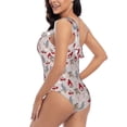 thumbnail image 6 of Daiia Cartoon Santa and Reindeer Women's One Piece Swimsuits Personalized One Shoulder Swimwear Asymmetric Ruffle Bathing Suits-Large, 6 of 8