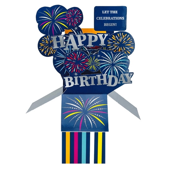 Clever Cube Pop Up Card - Birthday - Fireworks