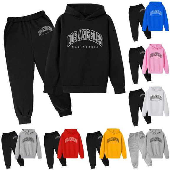 WERYOUNG Autumn Winter Children Outfits Long Sleeve Letter Prints Hooded Sweatshirts Hoodies And Joggers Pants Two Piece Sets For Boys Girls Stylish Clothes Sets 3-4 Years