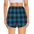 thumbnail image 4 of Uemuo Blue Black Plaid Pattern Women's Athletic Shorts High Waisted Running Shorts with Liner Pockets Gym Elastic Workout Shorts-Small, 4 of 9