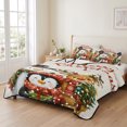 thumbnail image 2 of Quilts King Size Bedding Set, Christmas Lightweight Quilted Comforter, Xmas Snowflake Pine Tree Snowman Elk Penguin Winter Reversible Bedspread Coverlet with Pillow Covers for All Season, 96" x 106", 2 of 9
