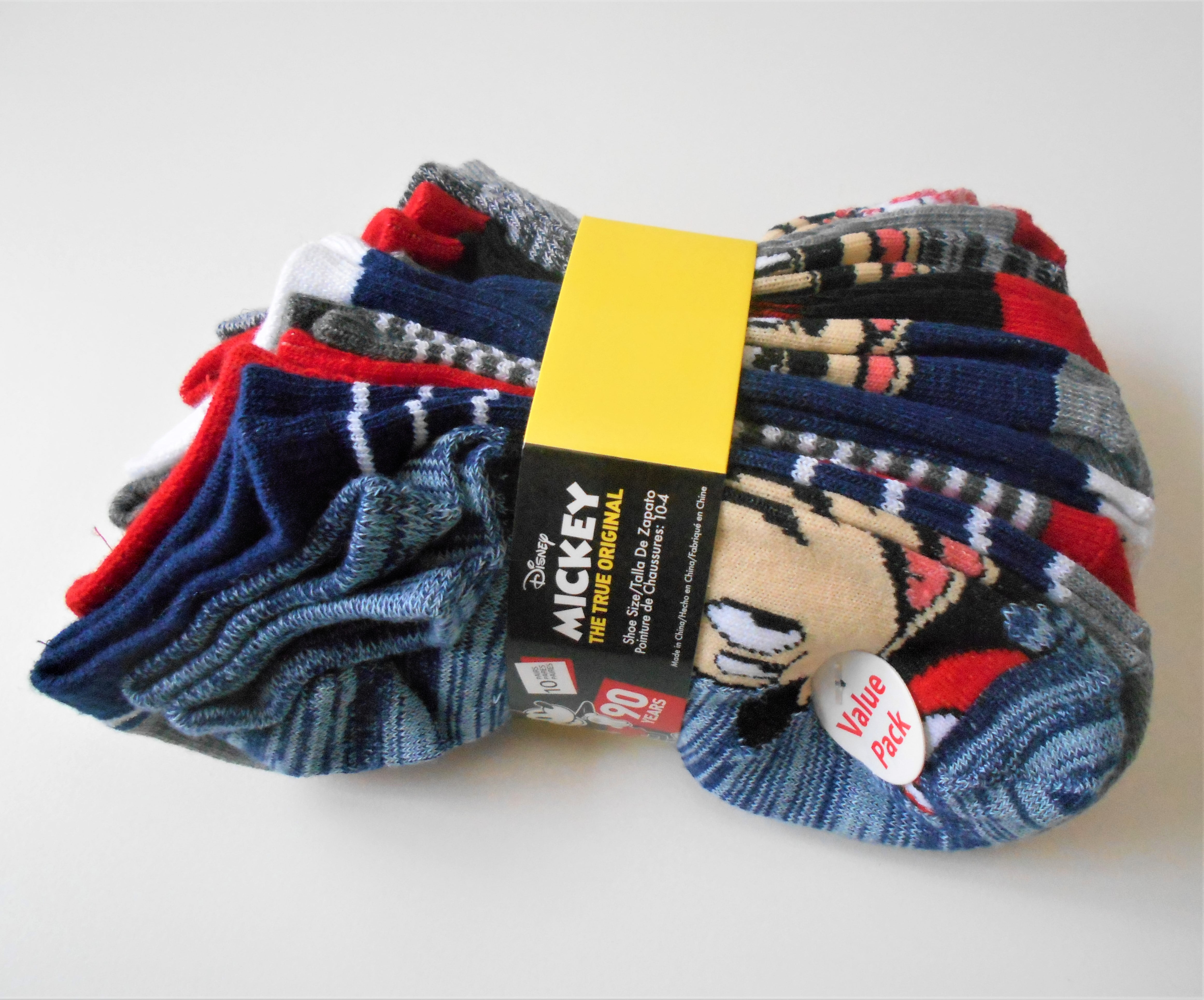 Disney DISNEY NO SHOW ANKLE SOCKS BOYS 10 PACK MICKEY MOUSE SZ 10