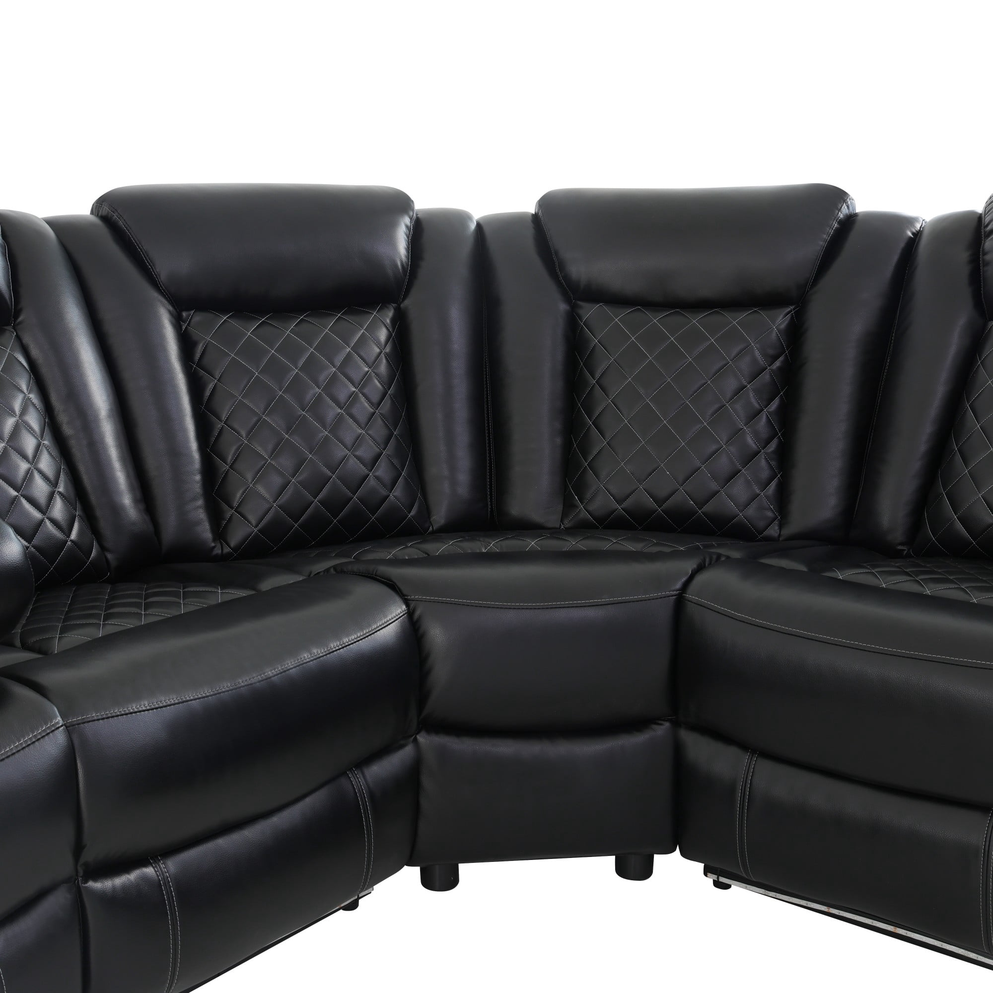 Gewnee Oversized Reclining Corner Sectional Couch, Power Reclining with Hidden‑Storage Armrest, Air Leather, Bluetooth Speakers, Wireless & USB Charging, Cup Holders, for Living Room, Black