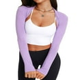 thumbnail image 1 of Women Yoga Crop Cardigan Long Sleeve Open Front Solid Shrug Tops, 1 of 4