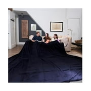 TiaGOC Big Soft Fleece Blanket 300GSM Larger King Size 120x138 inches Lightweight, Pround No-Seam Design for All , Breathable Family Blanket for Bed, Sofa, Couch, and Camping, Navy Blue