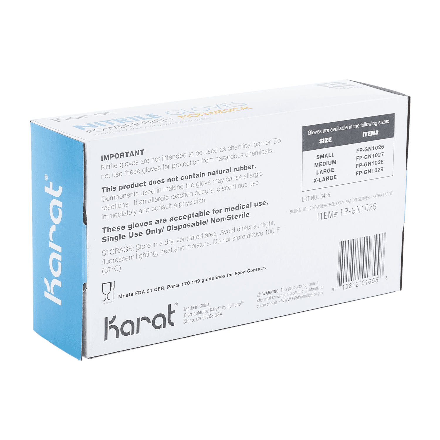 Nitrile Powder - Free Disposable Gloves (Blue) - X-Large - 1,000 ct, FP-GN1029