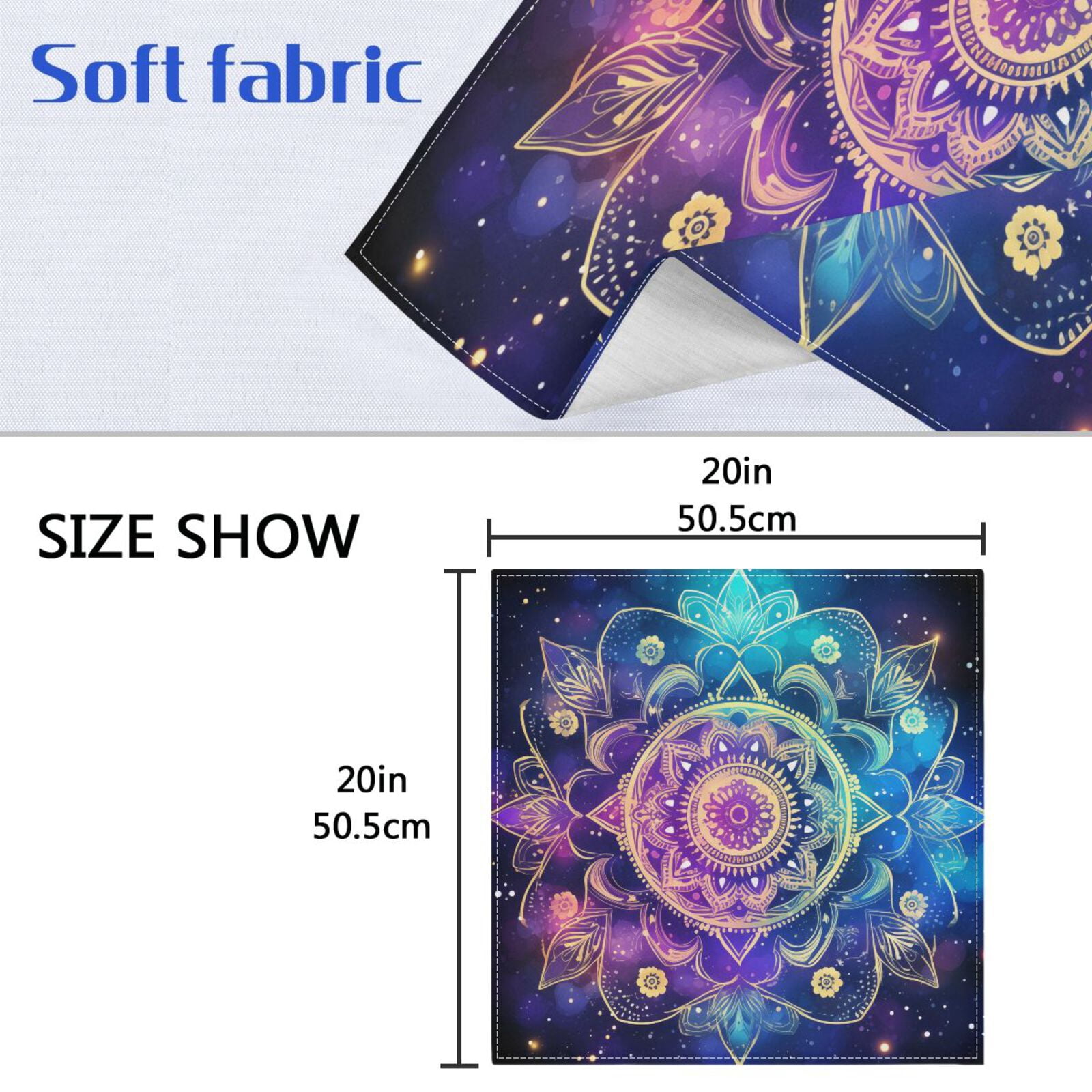 JSTEL Mandala Galaxy Nebula Space Cloth Napkins Set of 6, 20x20 Inch Washable and Reusable Napkin for Decoupage Dinner Party Everyday Use