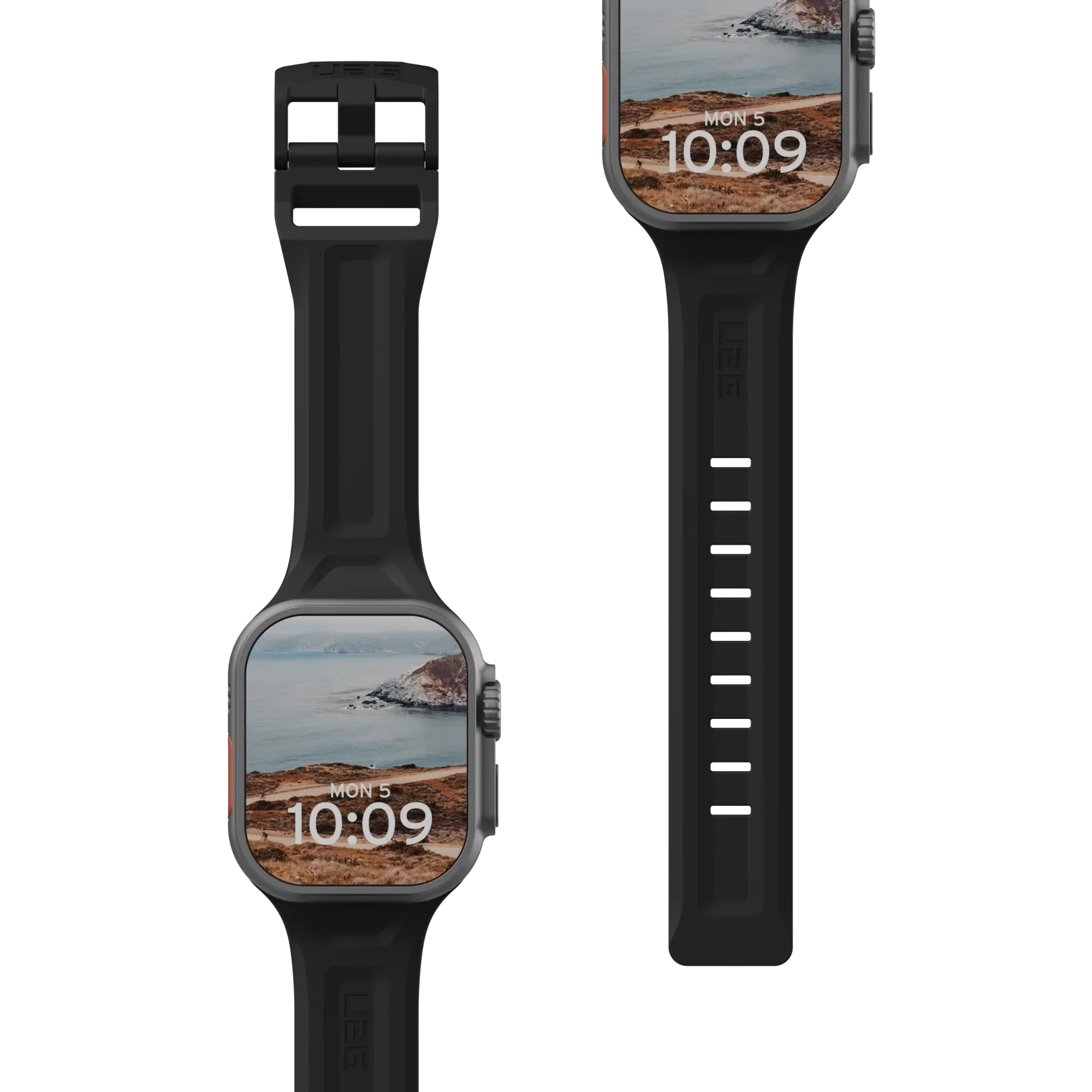 UAG Apple Watch Band 49/46/45/44mm iWatch Series Ultra 3/Ultra 2/Ultra/4-11/SE3/SE2/SE Scout Silicone Slim Adjustable Waterproof Sporty Replacement Watch Strap, Black