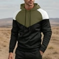 thumbnail image 2 of CFLVAEK Hoodies Pullover for Men Fashion Color Block Graphic Hoodie Sweatshirts Casual Long Sleeve Hooded Sweatshirt with Pockets Army Green XL, 2 of 10