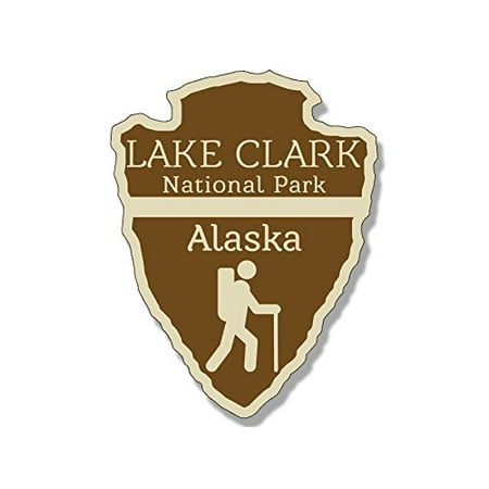 Arrowhead Shaped LAKE CLARK National Park Sticker (rv camp hike