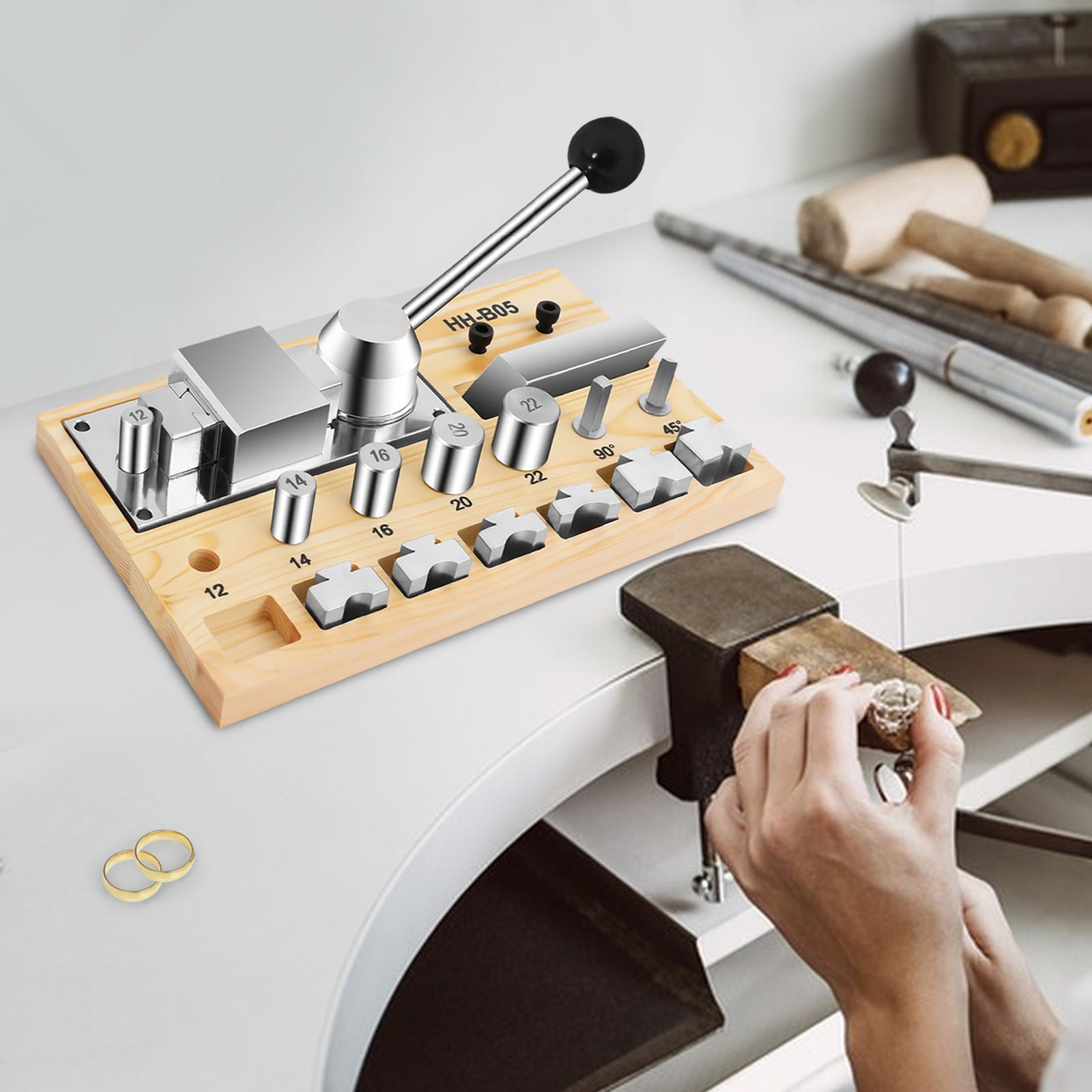 9.9*5.9*0.9 Tabletop Jewelry Making Tool Pro Ring Bending Machine Earing Bender Ring Making Kit 2.8Kg