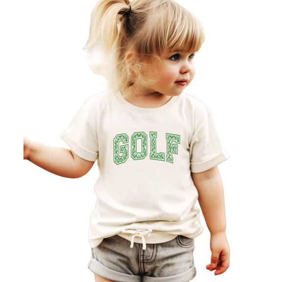 Cute Green Floral Golf Shirt for Women Teens and Girls Bright Spring Golfer Tee Natural Shirt 3T